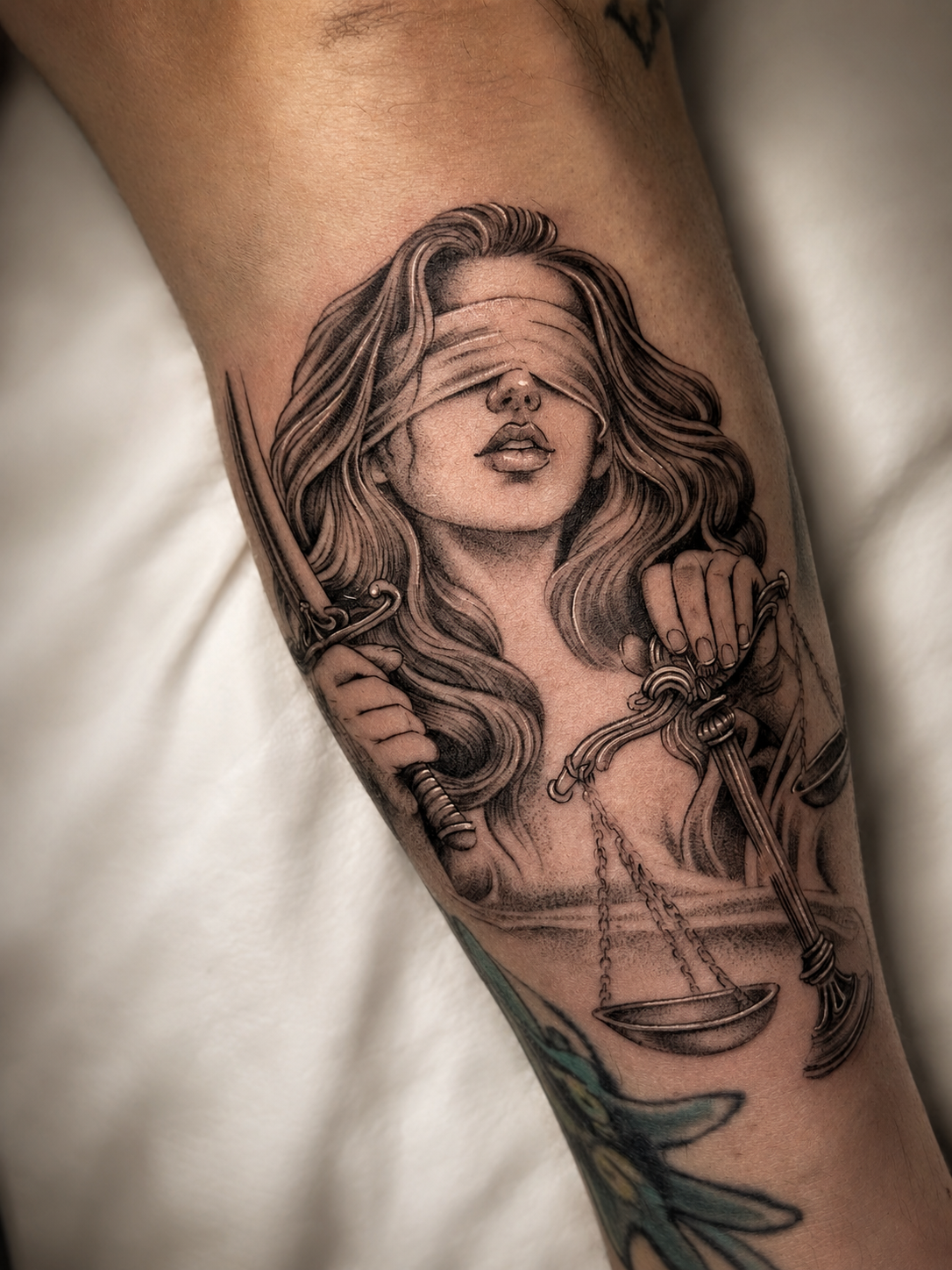 Tatuaje de línea fina realizado en Equilátera Tattoo Studio Jaca